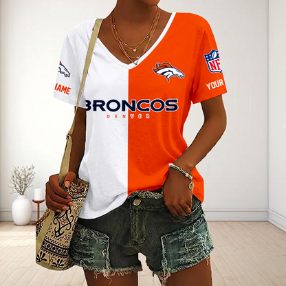 VIRAL EDITION - NEW CUSTOMIZED NFL13 DVB DENVER BRONCOS V-NECK FEMALE SHIRT