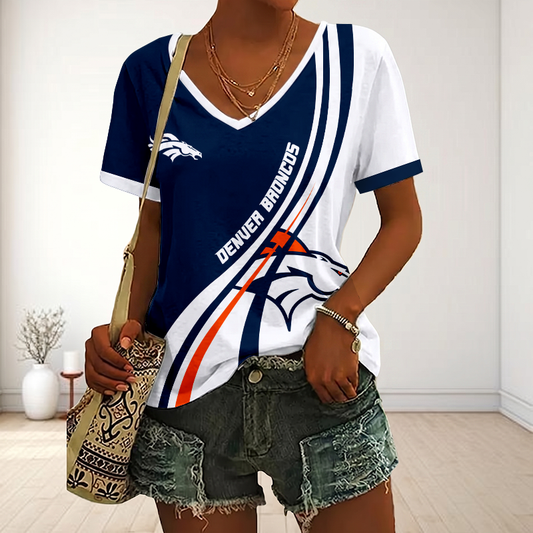 LIMITED EDITION - NEW CUSTOMIZED NFL13 DVB DENVER BRONCOS V-NECK FEMALE SHIRT