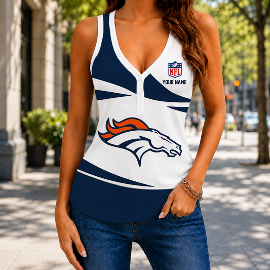 FINAL SALE - NEW CUSTOMIZED NFL13 DVB DENVER BRONCOS WOMEN'S V-NECK TANK TOP