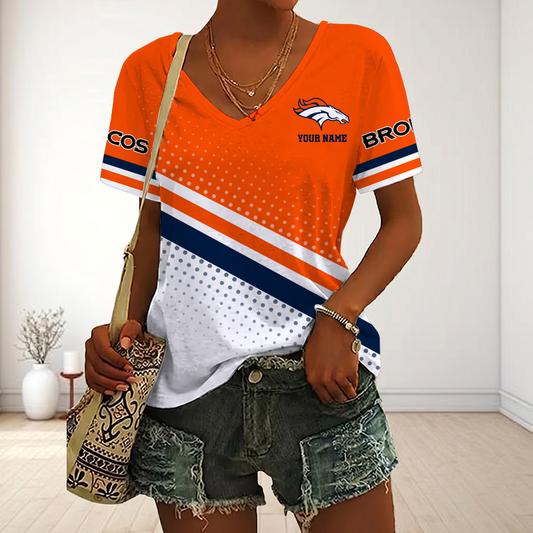 VIRAL EDITION - NEW CUSTOMIZED NFL13 DVB DENVER BRONCOS V-NECK FEMALE SHIRT