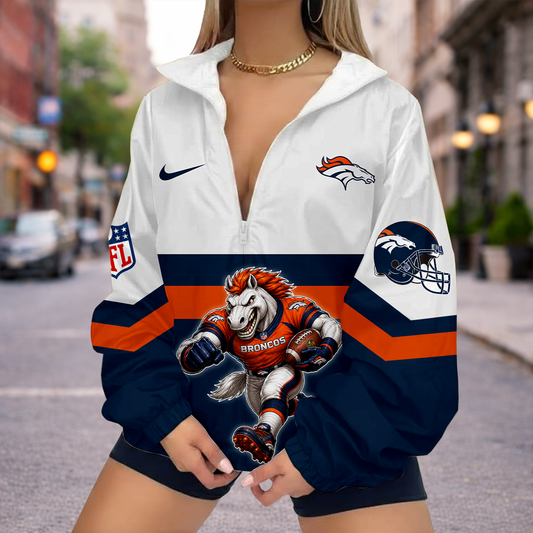 FINAL SALE - NEW CUSTOMIZED NFL13 DVB DENVER BRONCOS V-NECK ZIPPER SWEATSHIRT JACKET