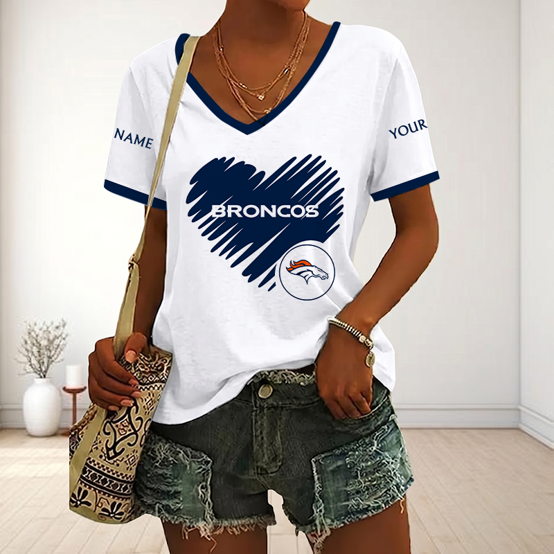 LIMITED EDITION - NEW CUSTOMIZED NFL13 DVB DENVER BRONCOS V-NECK FEMALE SHIRT