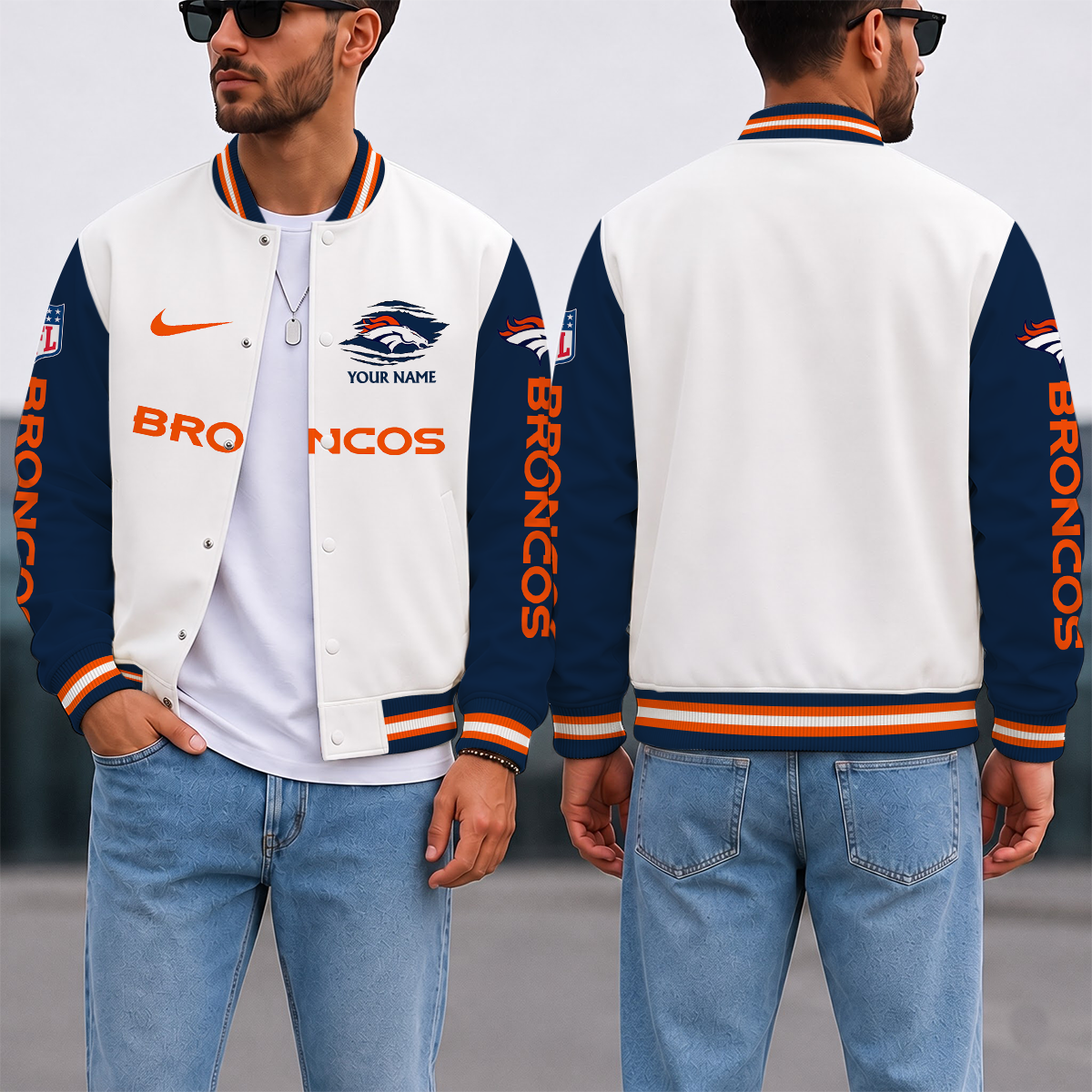 SPECIAL EDITION - NEW CUSTOMIZED NFL13 DVB DENVER BRONCOS SATIN VARSITY & BASEBALL JACKET