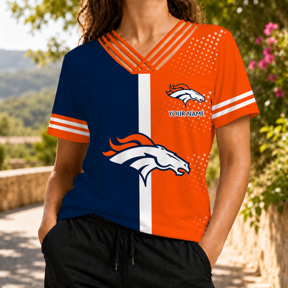 VIRAL EDITION - NEW CUSTOMIZED NFL13 DVB DENVER BRONCOS V-NECK SHIRT