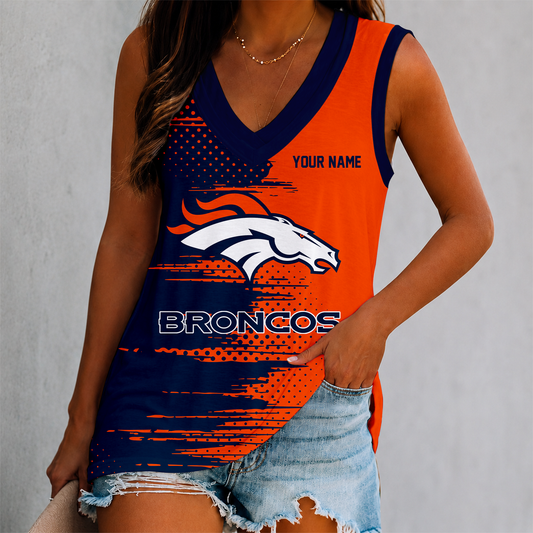 FINAL SALE - NEW CUSTOMIZED NFL13 DVB DENVER BRONCOS WOMEN'S V-NECK TANK TOP