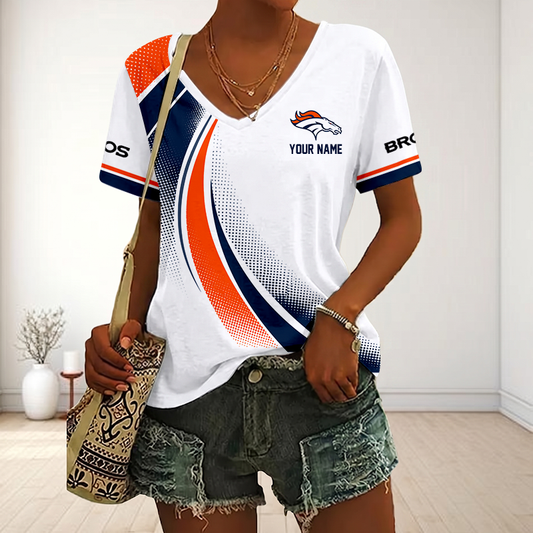 FINAL SALE - NEW CUSTOMIZED NFL13 DVB DENVER BRONCOS V-NECK FEMALE SHIRT