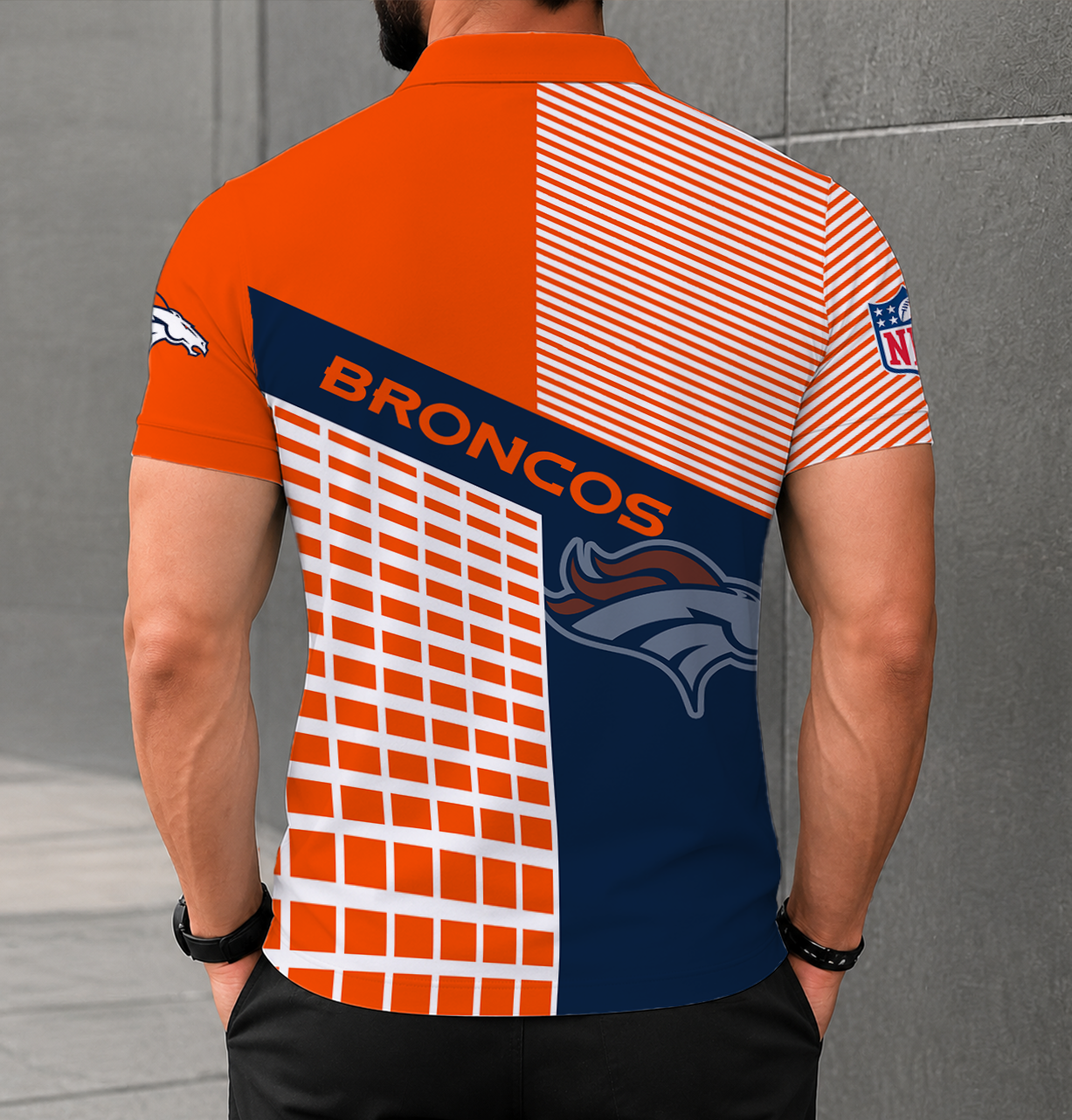 FINAL SALE - NEW CUSTOMIZED NFL13 DVB DENVER BRONCOS POLO SHIRT