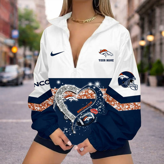 FINAL SALE - NEW CUSTOMIZED NFL13 DVB DENVER BRONCOS V-NECK ZIPPER SWEATSHIRT JACKET