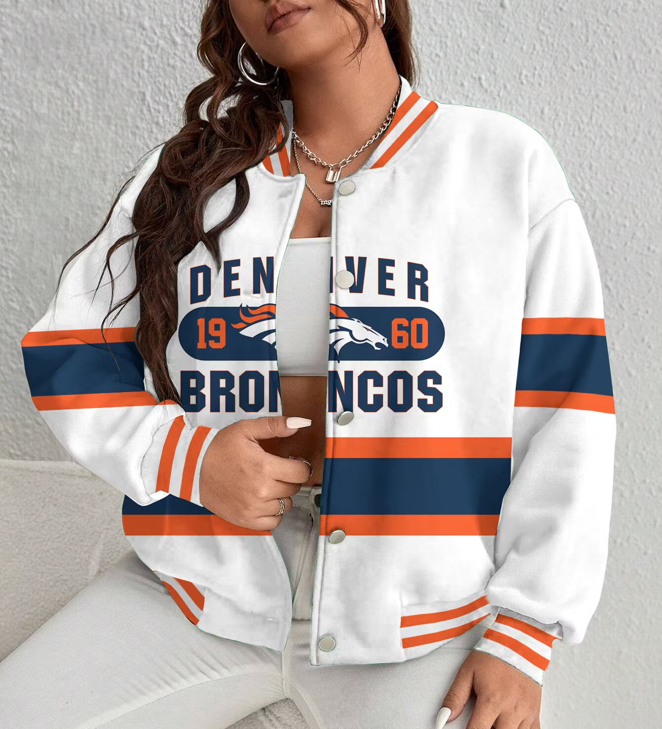 FINAL SALE - NEW CUSTOMIZED NFL13 DVB DENVER BRONCOS SATIN VARSITY & BASEBALL JACKET