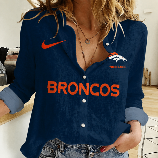 FINAL SALE - NEW CUSTOMIZED NFL13 DVB DENVER BRONCOS WOMEN CASUAL SHIRT
