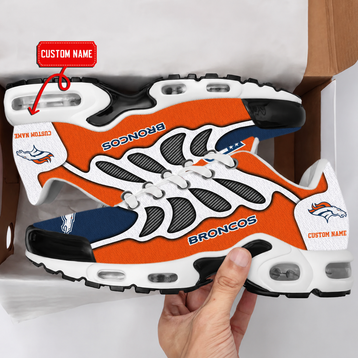 HOT DEAL - NEW CUSTOMIZED NFL13 DVB DENVER BRONCOS AIR MAX PLUS SNEAKERS