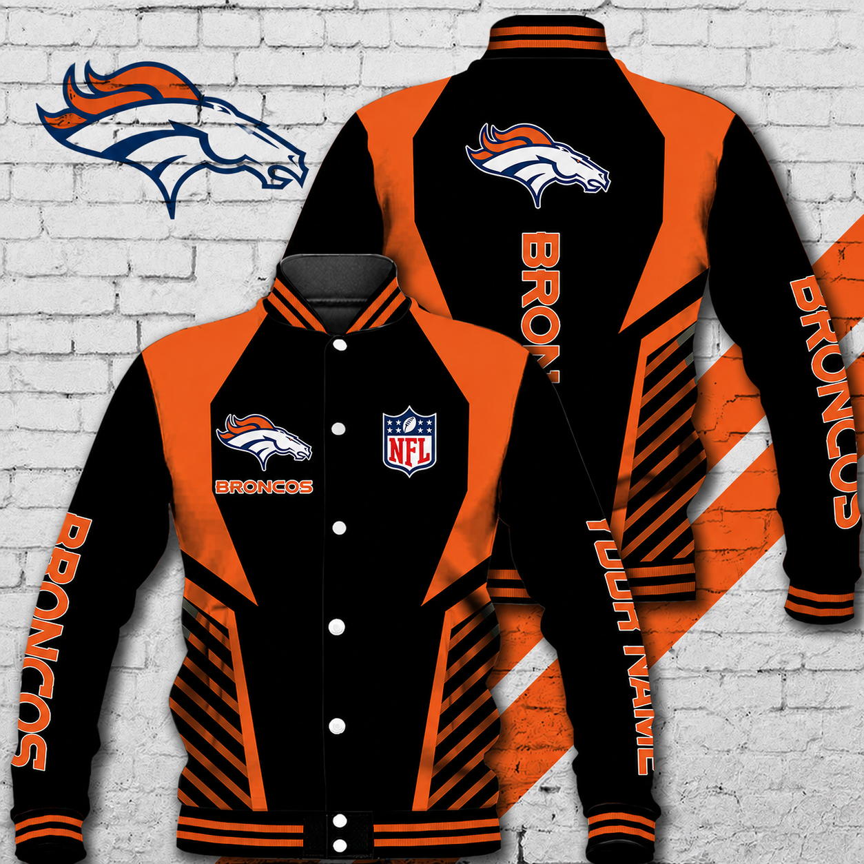 LIMITED EDITION - NEW CUSTOMIZED NFL13 DVB DENVER BRONCOS SATIN VARSITY & BASEBALL JACKET
