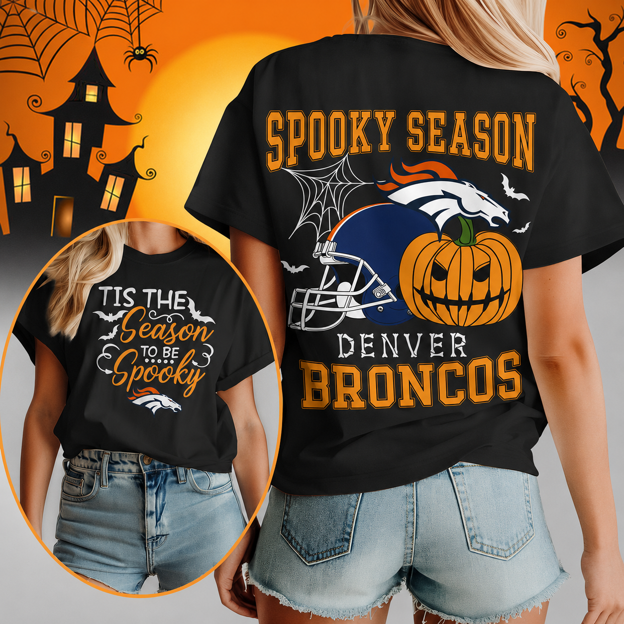 FLASH SALE - NEW CUSTOMIZED NFL13 DVB DENVER BRONCOS  HALLOWEEN T-SHIRT, HOODIE & ZIP HOODIE