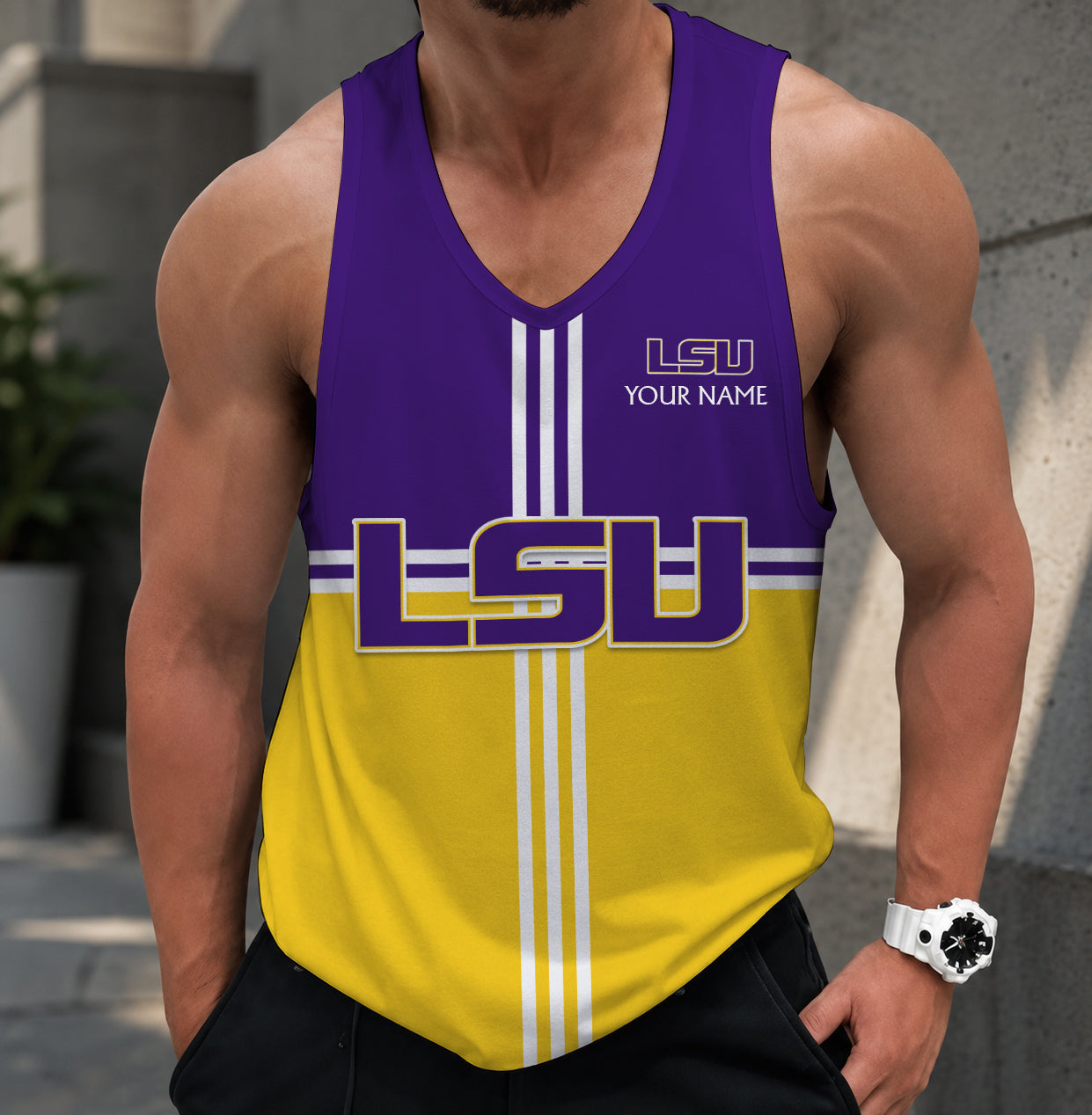 SPECIAL EDTION - NEW CUSTOMIZED NCAA MAM13 LST LSU TIGERS STRAPPY UNISEX TANK TOP