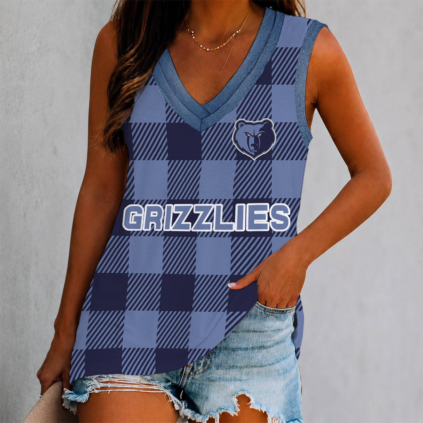 VIRAL EDITION - NEW CUSTOMIZED NBA13 MGR MEMPHIS GRIZZLIES WOMEN'S V-NECK TANK TOP