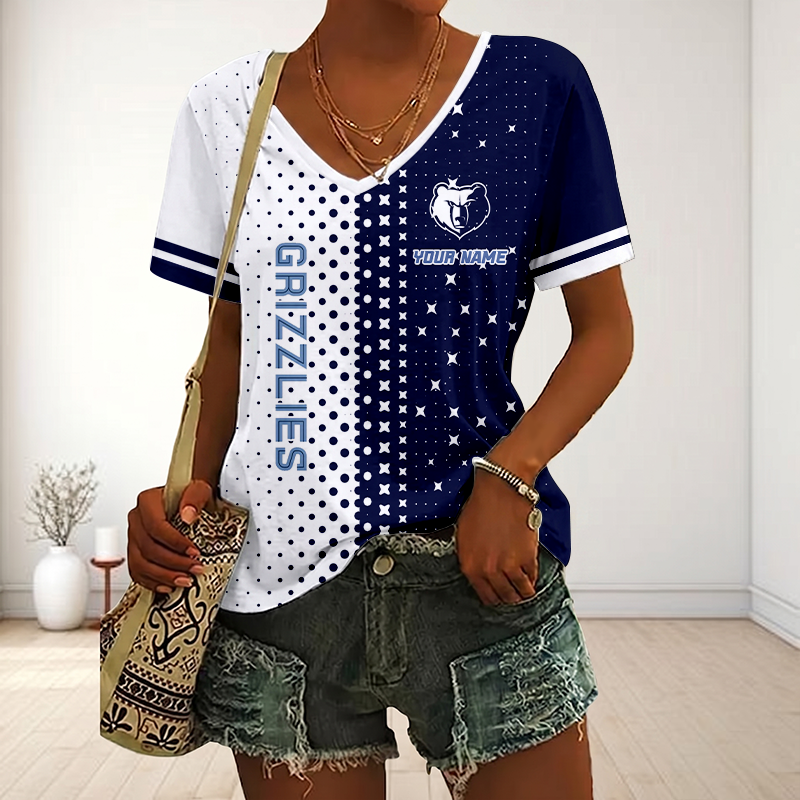 VIRAL EDITION - NEW CUSTOMIZED NBA13 MGR MEMPHIS GRIZZLIES V-NECK FEMALE SHIRT