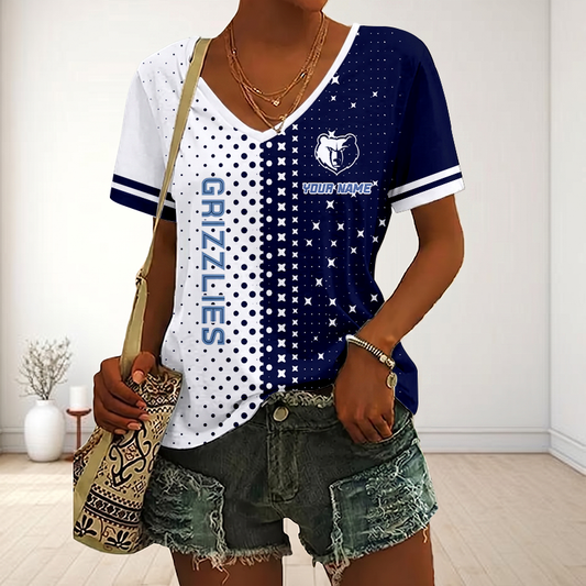 VIRAL EDITION - NEW CUSTOMIZED NBA13 MGR MEMPHIS GRIZZLIES V-NECK FEMALE SHIRT