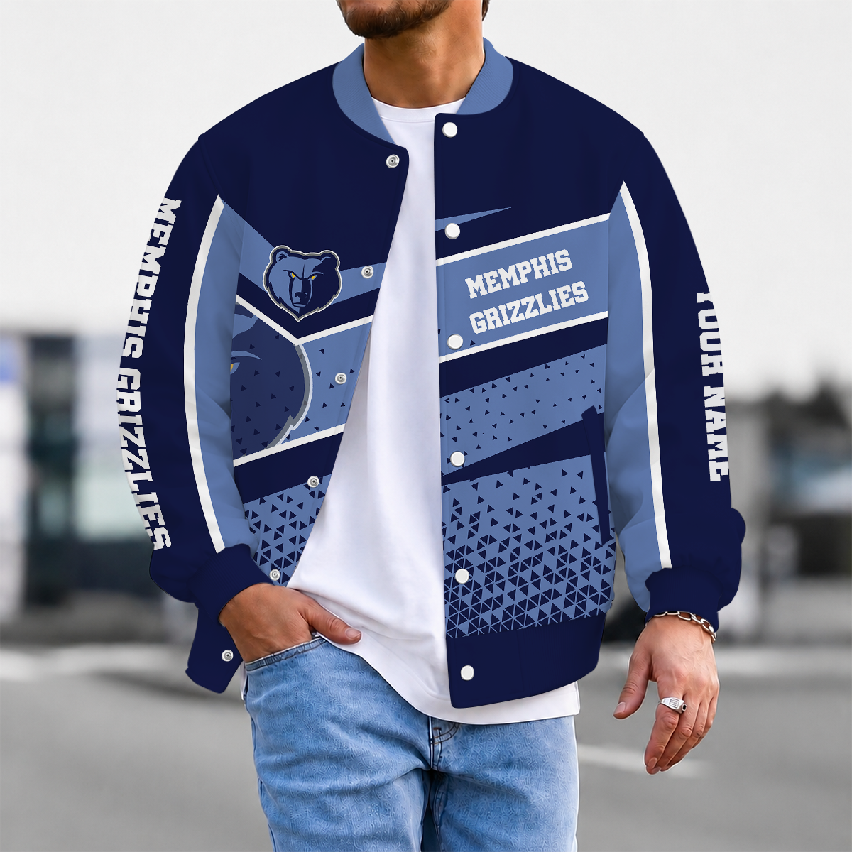 FLASH SALE - NEW CUSTOMIZED NBA13 MGR MEMPHIS GRIZZLIES BASEBALL JACKET, SATIN VARSITY JACKET