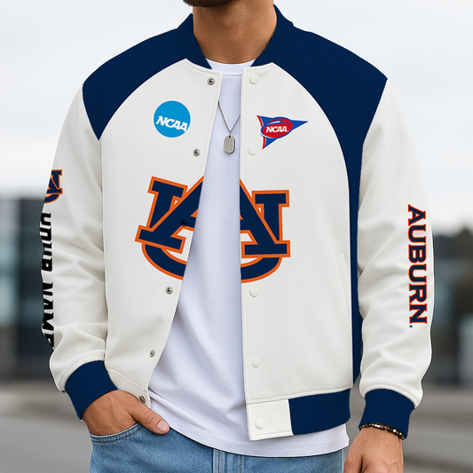 LIMITED DROP - NEW CUSTOMIZED NCAA FOOTBALL BOWL SUBDIVISION 13 ABT AUBURN TIGERS BASEBALL JACKET, SATIN VARSITY JACKET