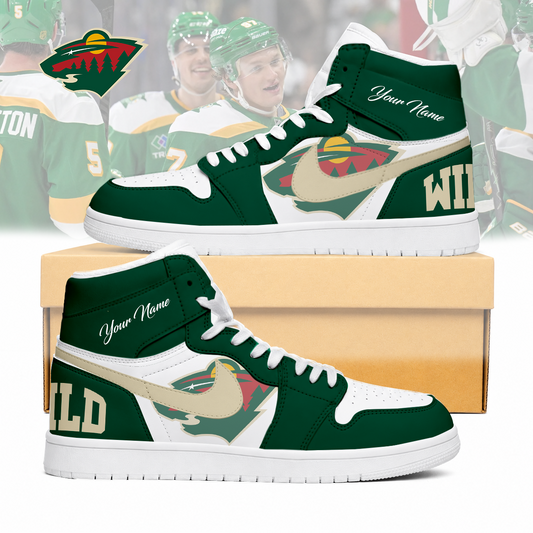 FINAL SALE - NEW CUSTOMIZED NHL13 MNW MINNESOTA WILD AIR JORDAN SNEAKERS