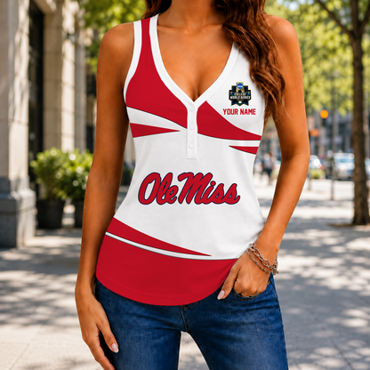 LIMITED EDITION - NEW CUSTOMIZED NCAA CWS13 OMR OLE MISS REBELS WOMEN'S V-NECK TANK TOP