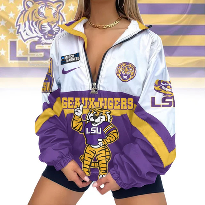 LIMITED EDITION - NEW CUSTOMIZED MAM NCAA13 LST LSU TIGERS V-NECK ZIPPER JACKET