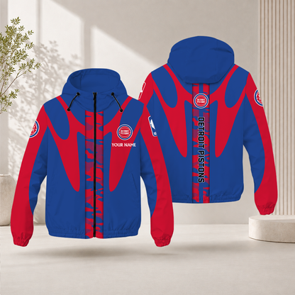 FINAL SALE - NEW CUSTOMIZED NBA14 DPI DETROIT PISTONS WINDBREAKER JACKET