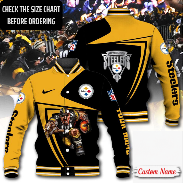 LIMITED EDITION - NEW CUSTOMIZED NFL14 PSB PITTSBURGH STEELERS SATIN VARSITY & BASEBALL JACKET