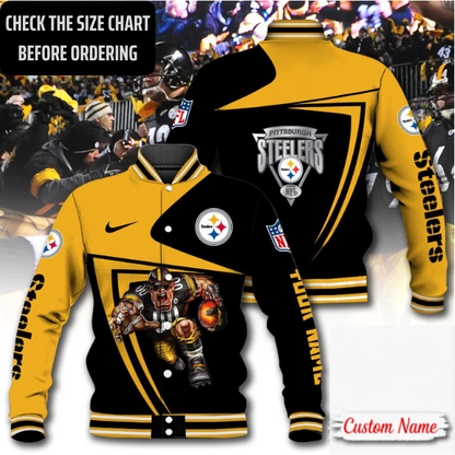 LIMITED EDITION - NEW CUSTOMIZED NFL14 PSB PITTSBURGH STEELERS SATIN VARSITY & BASEBALL JACKET