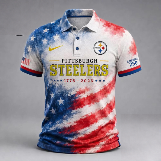 LIMITED EDITION - NEW CUSTOMIZED NFL14 PSB PITTSBURGH STEELERS USA 250TH ANNIVERSARY POLO SHIRT, ZIP POLO SHIRT & T-SHIRTS