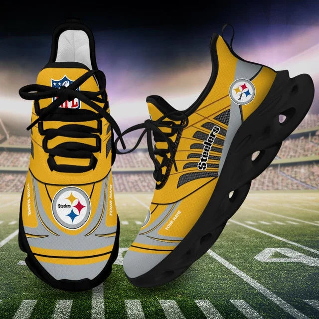 SPECIAL EDITION - NEW CUSTOMIZED NFL14 PSB PITTSBURGH STEELERS UNISEX MAX SOUL SHOES