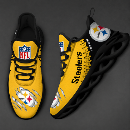 FINAL SALE - NEW CUSTOMIZED NFL14 PSB PITTSBURGH STEELERS UNISEX MAX SOUL SHOES