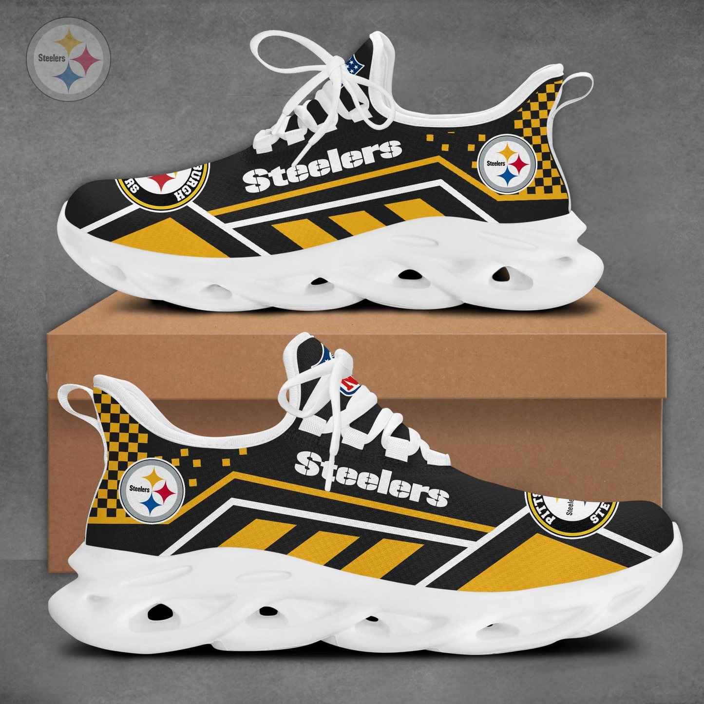 LIMITED EDITION - NEW CUSTOMIZED NFL14 PSB PITTSBURGH STEELERS MAX SOUL SHOES