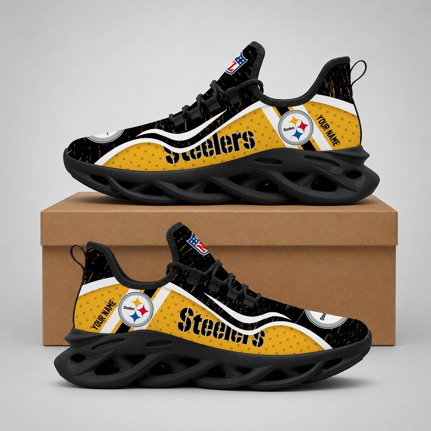 LIMITED EDITION - NEW CUSTOMIZED NFL14 PSB PITTSBURGH STEELERS MAX SOUL SHOES