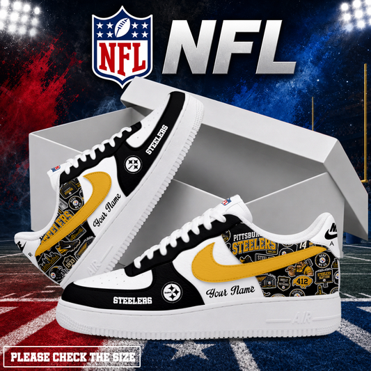 FINAL SALE - NEW CUSTOMIZED NFL14 PSB PITTSBURGH STEELERS AF1 SHOES