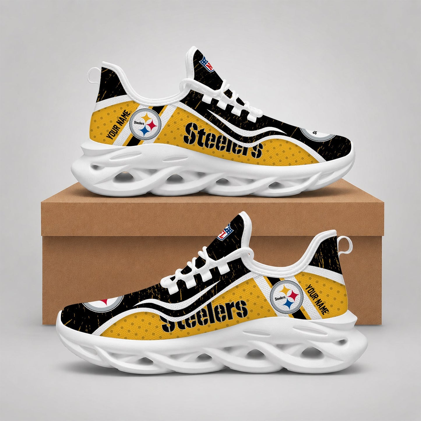 LIMITED EDITION - NEW CUSTOMIZED NFL14 PSB PITTSBURGH STEELERS MAX SOUL SHOES