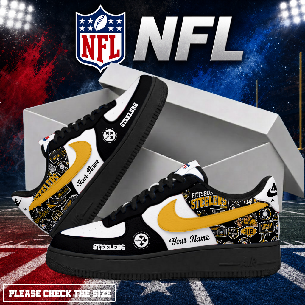 FINAL SALE - NEW CUSTOMIZED NFL14 PSB PITTSBURGH STEELERS AF1 SHOES
