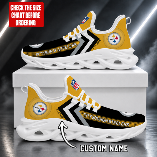 FINAL SALE - NEW CUSTOMIZED NFL14 PSB PITTSBURGH STEELERS UNISEX MAX SOUL SHOES