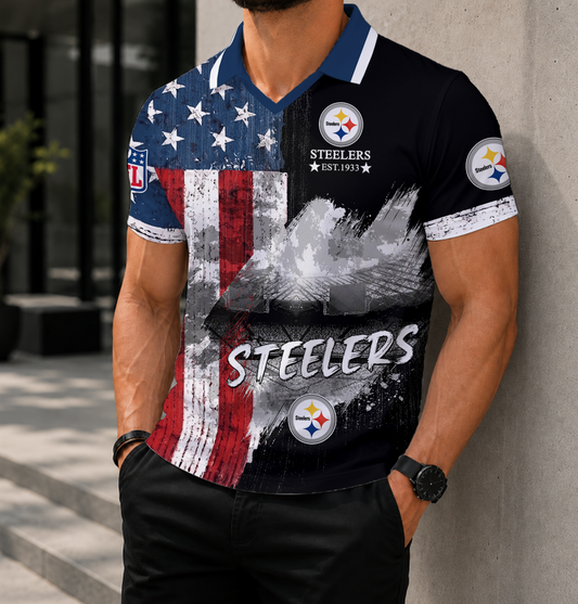 FINAL SALE - NEW CUSTOMIZED NFL14 PSB PITTSBURGH STEELERS POLO SHIRT