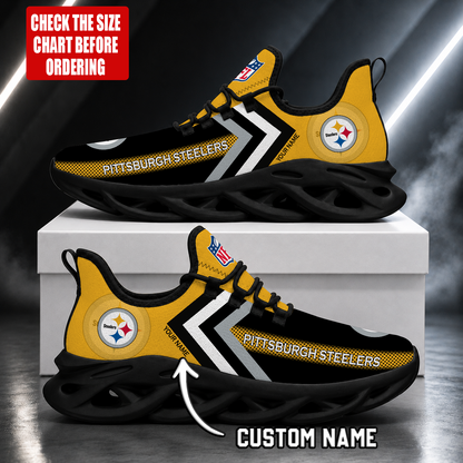 FINAL SALE - NEW CUSTOMIZED NFL14 PSB PITTSBURGH STEELERS UNISEX MAX SOUL SHOES