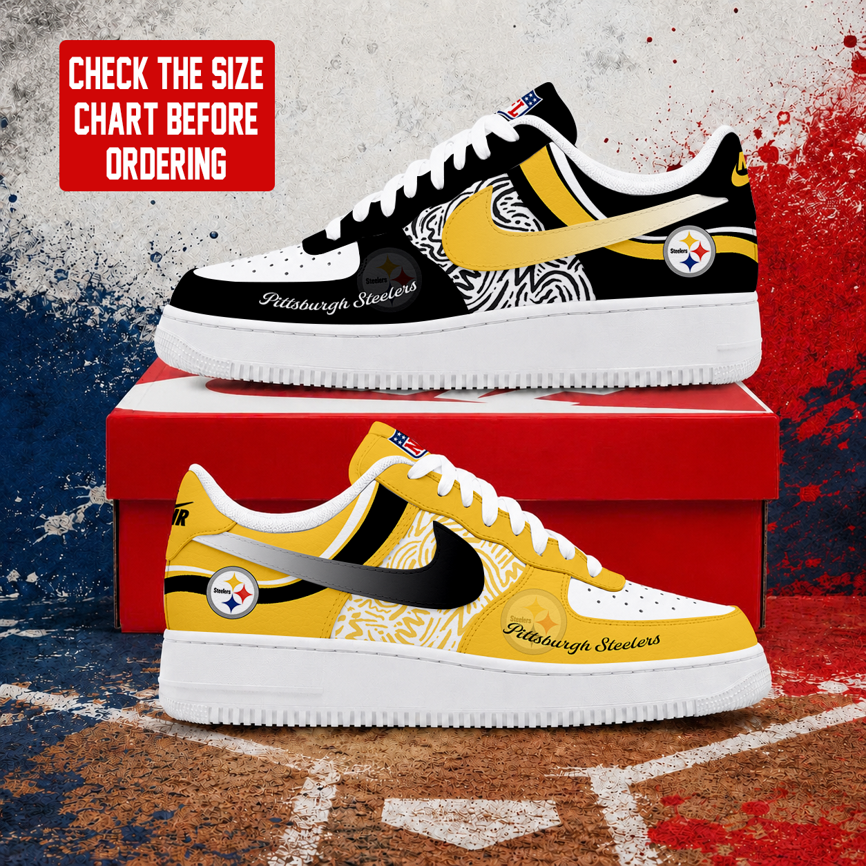 FLASH SALE - NEW CUSTOMIZED NFL14 PSB PITTSBURGH STEELERS AF1 SHOES