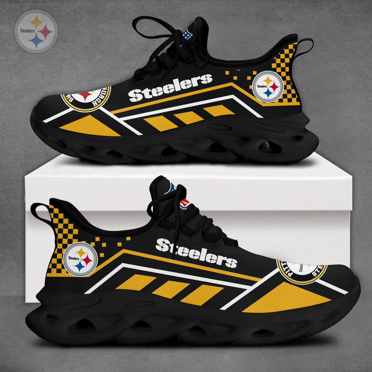 LIMITED EDITION - NEW CUSTOMIZED NFL14 PSB PITTSBURGH STEELERS MAX SOUL SHOES