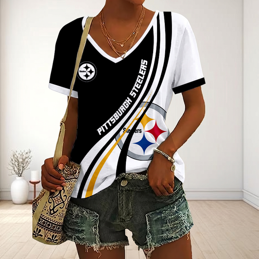 LIMITED EDITION - NEW CUSTOMIZED NFL14 PSB PITTSBURGH STEELERS V-NECK FEMALE SHIRT