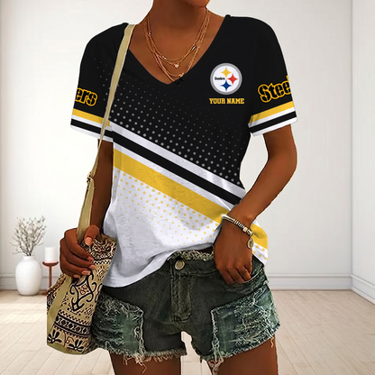 VIRAL EDITION - NEW CUSTOMIZED NFL14 PSB PITTSBURGH STEELERS V-NECK FEMALE SHIRT