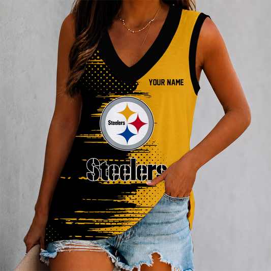 FINAL SALE - NEW CUSTOMIZED NFL14 PSB PITTSBURGH STEELERS WOMEN'S V-NECK TANK TOP