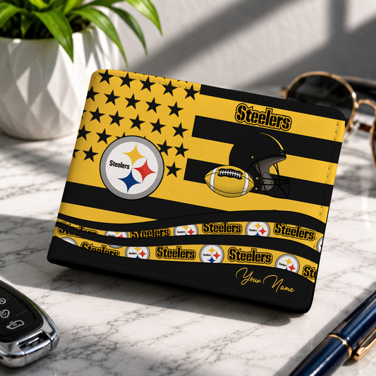 FINAL SALE - NEW CUSTOMIZED NFL14 PSB PITTSBURGH STEELERS LEATHER WALLET