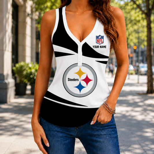 FINAL SALE - NEW CUSTOMIZED NFL14 PSB PITTSBURGH STEELERS WOMEN'S V-NECK TANK TOP