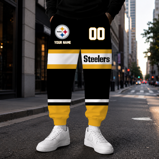 EXCLUSIVE EDITION - NEW CUSTOMIZED NFL14 PSB PITTSBURGH STEELERS SWEATPANTS