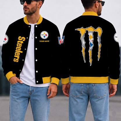 FINAL SALE - NEW CUSTOMIZED NFL14 PSB PITTSBURGH STEELERS SATIN VARSITY & BASEBALL JACKET