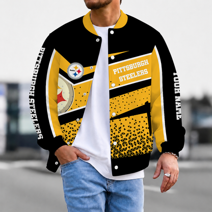 FLASH SALE - NEW CUSTOMIZED NFL14 PSB PITTSBURGH STEELERS SATIN VARSITY & BASEBALL JACKET